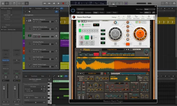 Reason 12 siendo usado como plugin dentro de Logic