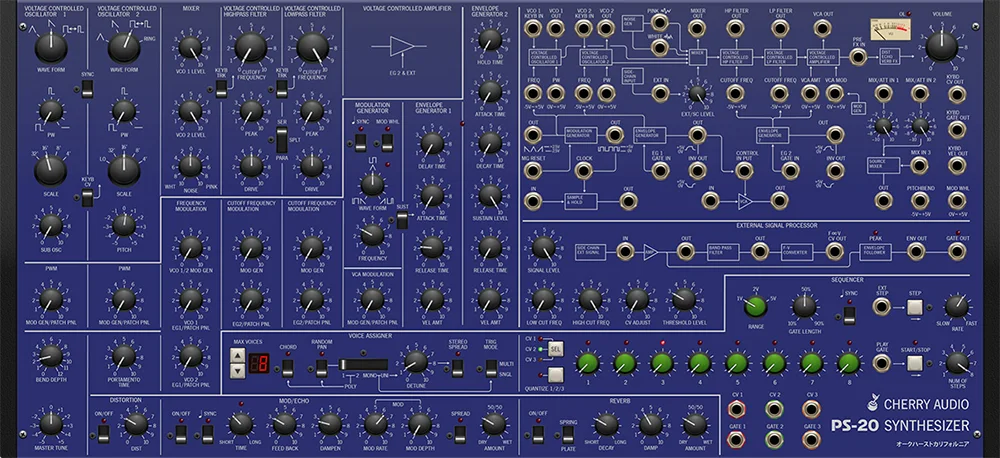 Cherry Audio Sintetizador PS-20 interfaz azul