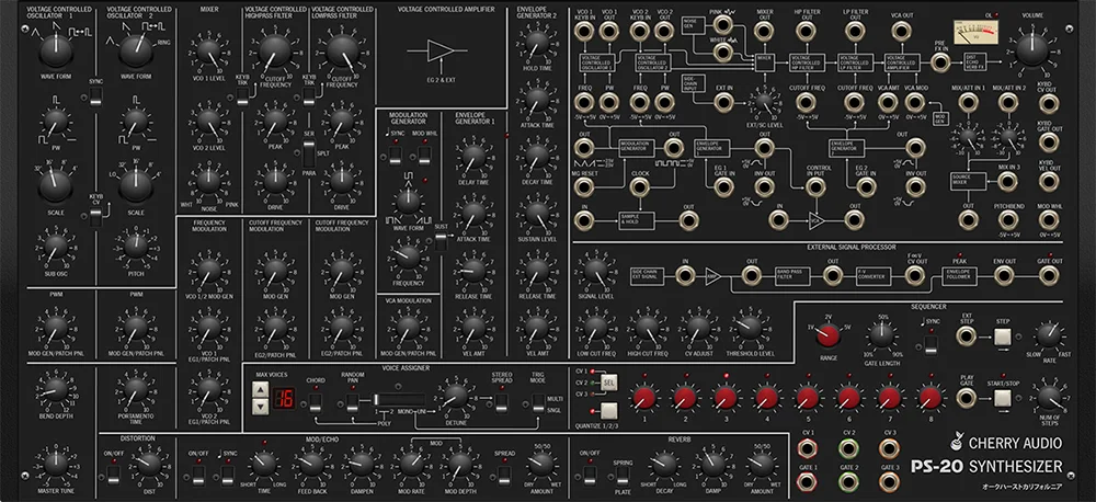 Cherry Audio Sintetizador PS-20 interfaz negra